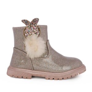 Exe 072515W T52 Παιδικό μποτάκι για κορίτσι σε οικολογικό δέρμα σε λουστρίν Χρυσό/Ροζ γκλίτερ
