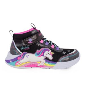 Skechers 303302L/BKMT Παιδικό μποτάκι με φωτάκια On/Off για κορίτσι σε συνθετικό υλικό και αδιαβροχοποιημένο ύφασμα Μαύρο/Μulti