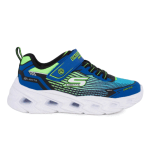 Skechers 400590L/BBLM Παιδικό αθλητικό με φωτάκια On/Off για αγόρι σε συνθετικό υλικό και αδιαβροχοποιημένο ύφασμα Μαύρο/Μπλε/Λάιμ