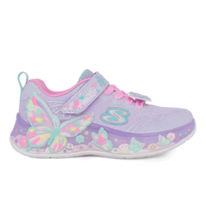 Skechers 303065L/LVMT Παιδικό αθλητικό με φωτάκια On/Off για κορίτσι σε συνθετικό υλικό και αδιαβροχοποιημένο ύφασμα Λιλά/Πεταλούδες