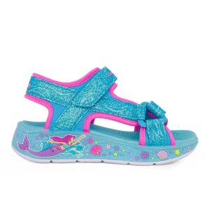 Skechers 303108L/BLMT Παιδικό αθλητικό πέδιλο με φωτάκια για κορίτσι σε ύφασμα Γαλάζιο/Γοργόνες - Image 5