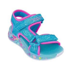 Skechers 303108L/BLMT Παιδικό αθλητικό πέδιλο με φωτάκια για κορίτσι σε ύφασμα Γαλάζιο/Γοργόνες - Image 2