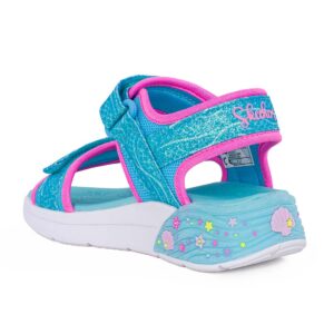 Skechers 303108L/BLMT Παιδικό αθλητικό πέδιλο με φωτάκια για κορίτσι σε ύφασμα Γαλάζιο/Γοργόνες - Image 3