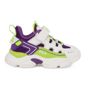 Fila MEMORY SPINEL 3V 7YF33002-816 Παιδικό αθλητικό unisex σε συνθετικό δέρμα και ύφασμα Λευκό/Μωβ/Λαχανί