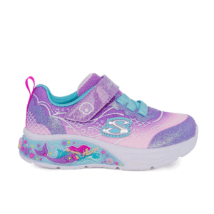 Skechers 303061N/LVMT Παιδικό αθλητικό με φωτάκια για κορίτσι σε συνθετικό υλικό και αδιαβροχοποιημένο ύφασμα Λιλά/Γοργόνα