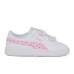 Puma Smash 3.0 Hearty V Inf 405639 01 Παιδικό sneaker για κορίτσι σε οικολογικό δέρμα Λευκό/Ροζ/Καρδιές