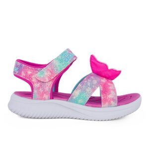 Skechers 303109L/PKMT Παιδικό αθλητικό πέδιλο με φωτάκια για κορίτσι σε ύφασμα Ροζ/Multi Πεταλούδα - Image 2