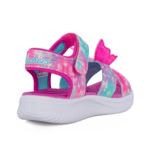 Skechers 303109L/PKMT Παιδικό αθλητικό πέδιλο με φωτάκια για κορίτσι σε ύφασμα Ροζ/Multi Πεταλούδα - Image 4