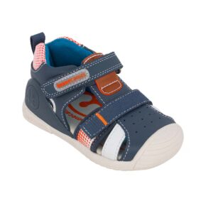 Biomecanics 262124-A556 Παιδικό παπουτσοπέδιλο για αγόρι δερμάτινο Πετρόλ/Πορτοκαλί - Image 2