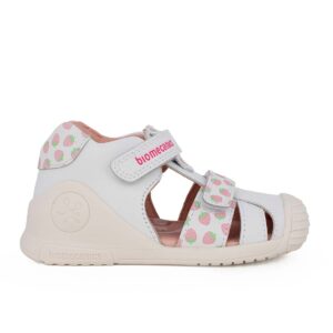 Biomecanics 262107-B050 Παιδικό παπουτσοπέδιλο για κορίτσι δερμάτινο Λευκό/Φραουλίτσες