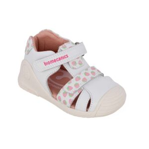 Biomecanics 262107-B050 Παιδικό παπουτσοπέδιλο για κορίτσι δερμάτινο Λευκό/Φραουλίτσες - Image 2
