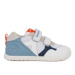 Biomecanics 262165-B057 B Παιδικό sneaker για αγόρι σε δέρμα και ύφασμα Λευκό/Γαλάζιο