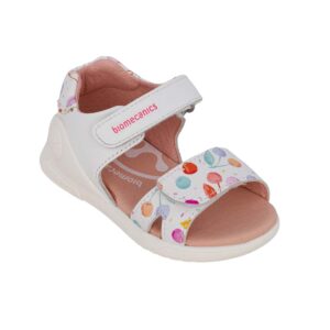 Biomecanics 262141-A050 Παιδικό πέδιλο για κορίτσι δερμάτινο Λευκό/Κερασάκια - Image 2