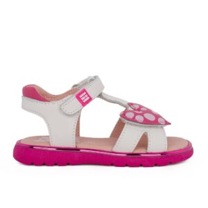Agatha Ruiz De La Prada 262961-B050 Α Παιδικό πέδιλο για κορίτσι δερμάτινο Λευκό/Καρδιά