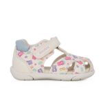 Geox B SANDAL ZAPITO B556FB 05404 C0270 Παιδικό παπουτσοπέδιλο για κορίτσι σε οικολογικό δέρμα Λευκό/Multi/Αρκουδάκια
