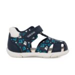 Geox B SANDAL ZAPITO B556EC 05404 C4P1Z Παιδικό παπουτσοπέδιλο για αγόρι σε οικολογικό δέρμα Μπλε/Λευκό/Τρενάκια