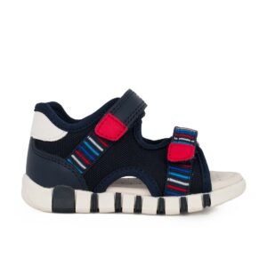 Geox B SANDAL IUPIDOO B655PA 0BC14 C0735 Παιδικό πέδιλο για αγόρι σε οικολογικό δέρμα και ύφασμα Μπλε/Κόκκινο