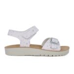 Geox J S.COSTAREI G. J15EAB 00004 C1000 B Παιδικό πέδιλο για κορίτσι δερμάτινο Λευκό/Ασημί/Αστέρια