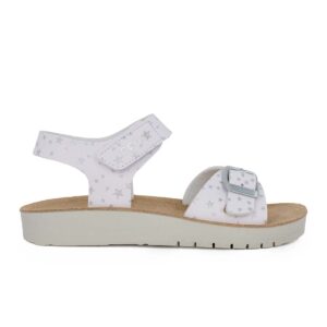 Geox J S.COSTAREI G. J15EAB 00004 C1000 A Παιδικό πέδιλο για κορίτσι δερμάτινο Λευκό/Ασημί/Αστέρια