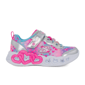 Skechers 303261L/SMLT Παιδικό αθλητικό με φωτάκια για κορίτσι σε συνθετικό υλικό Ασημί/Ροζ multi
