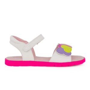 Geox J SANDAL JOYFOOT J65P1D 000BC C0653 Β Παιδικό πέδιλο για κορίτσι δερμάτινο Λευκό/Φούξια/Καρδιές