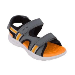 Geox J VΑNIETT B. J555XB 01454 C9025 B Παιδικό πέδιλο για αγόρι σε οικολογικό δέρμα και ύφασμα Γκρι/Πορτοκαλί - Image 2