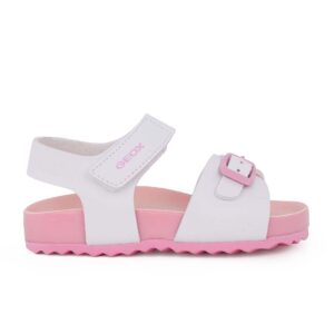 Geox B SANDAL CHALKI B652RA 000BC C0406 A Παιδικό πέδιλο για κορίτσι οικολογικό δέρμα χρώμα Λευκό/Ροζ