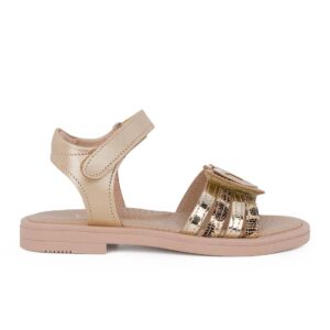 Ricco A30314P4 Παιδικό πέδιλο για κορίτσι δερμάτινο Χρυσό/Σατινέ