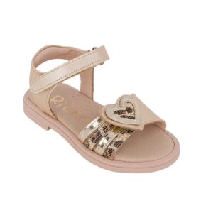 Ricco A30314P4 Παιδικό πέδιλο για κορίτσι δερμάτινο Χρυσό/Σατινέ - Image 2