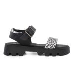 Ricco T30350T2 Εφηβικό πέδιλο για κορίτσι δερμάτινο Μαύρο/Λευκό