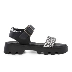 Ricco T30350T2 Εφηβικό πέδιλο για κορίτσι δερμάτινο Μαύρο/Λευκό
