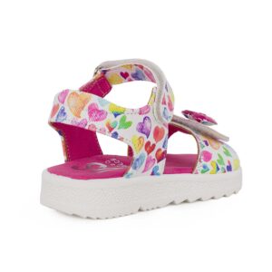 Ds 1000A Παιδικό πέδιλο για κορίτσι σε δέρμα Λευκό/Φουξ/Καρδούλες - Image 4