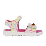 Ds 11010 Παιδικό πέδιλο για κορίτσι σε δέρμα Λευκό/Φουξ/Πασχαλίτσα