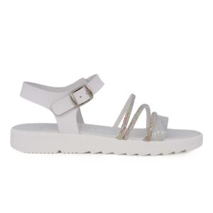 Ricco T30306V3 Εφηβικό πέδιλο για κορίτσι δερμάτινο Λευκό