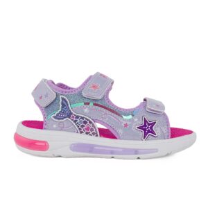 Fila Mermaid Velcro Lights 7BK61002-800 Παιδικό πέδιλο με φωτάκια για κορίτσι σε συνθετικό υλικό και ύφασμα Λιλά/Γοργόνα - Image 3