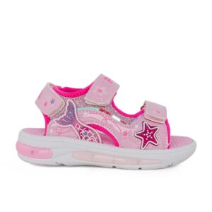 Fila Mermaid Velcro Lights 7BK61002-900 Παιδικό πέδιλο με φωτάκια για κορίτσι σε συνθετικό υλικό και ύφασμα Ροζ/Γοργόνα - Image 3