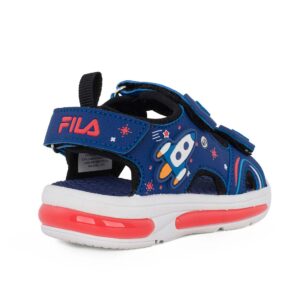 Fila Rocket Velcro Lights 7YN61005-200 Παιδικό πέδιλο με φωτάκια για αγόρι σε συνθετικό υλικό και ύφασμα Μπλε/Πύραυλος - Image 4