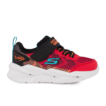 Skechers 401490N/RDBK Παιδικό αθλητικό με φωτάκια για αγόρι σε συνθετικό υλικό και ύφασμα Κόκκινο/Μαύρο