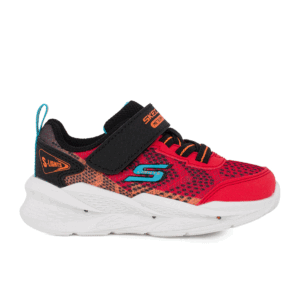 Skechers 401490N/RDBK Παιδικό αθλητικό με φωτάκια για αγόρι σε συνθετικό υλικό και ύφασμα Κόκκινο/Μαύρο