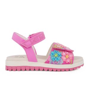 Lelli Kelly LKCD4890-FU02 ELOISE Παιδικό πέδιλο για κορίτσι σε δέρμα και ύφασμα Φουξ/Λουλούδια