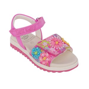 Lelli Kelly LKCD4890-FU02 ELOISE Παιδικό πέδιλο για κορίτσι σε δέρμα και ύφασμα Φουξ/Λουλούδια - Image 2