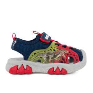 Bull Boys VELOCIRAPTOR DNAL5194-BL11 Παιδικό παπουτσοπέδιλο με φωτάκια για αγόρι σε ύφασμα και συνθετικό δέρμα Μπλε/Κόκκινο