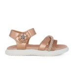 Exe 072601S Παιδικό πέδιλο για κορίτσι σε οικολογικό δέρμα Ροζ Χρυσό