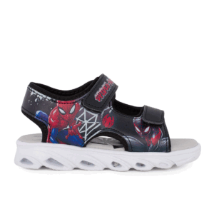 Modum SP014995 Παιδικό πέδιλο Spiderman με φωτάκια για αγόρι σε συνθετικό υλικό και ύφασμα Μαύρο