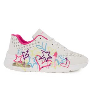 Renato Garini 901-32403 Εφηβικό sneaker για κορίτσι σε συνθετικό δέρμα Λευκό/Multi