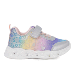 Renato Garini 625-072625S Παιδικό αθλητικό με φωτάκια για κορίτσι σε συνθετικό δέρμα και ύφασμα Ασημί/Multi