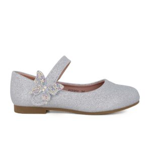 Exe 132-F52251-S Παιδική μπαλαρίνα για κορίτσι σε οικολογικό δέρμα Ασημί/Γκλίτερ