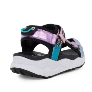 B&W BWSH360013 Εφηβικό πέδιλο για κορίτσι σε συνθετικό δέρμα και ύφασμα Μαύρο/Ασημί/Μεταλλικό Ροζ - Image 4