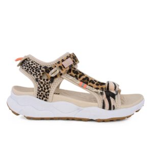 B&W BWSH360008 Εφηβικό πέδιλο για κορίτσι σε συνθετικό ύφασμα Μπεζ/Animal Print - Image 3